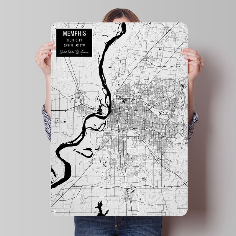 Custom Map Poster - Memphis tn eua flandres sinais mapa