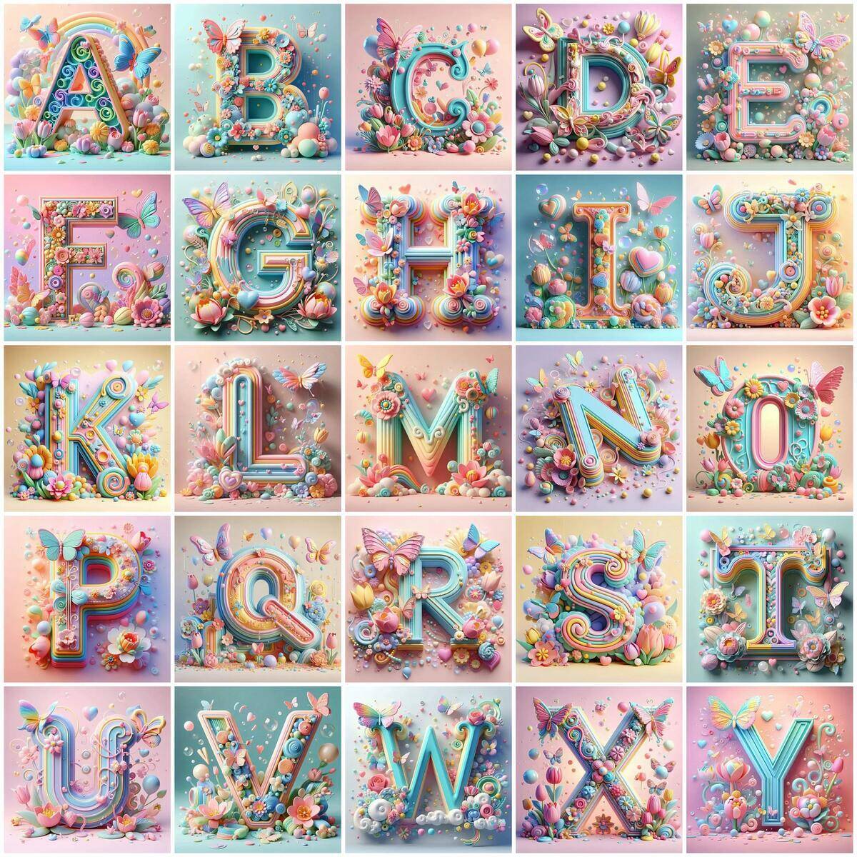 Photo Mosaic Print - Huacan pintura diamante borboleta animal alfabeto