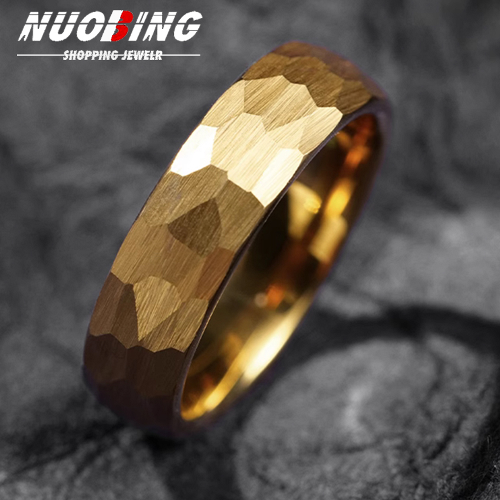 Initial Ring Custom - Anéis de titânio multifacetados martelados para