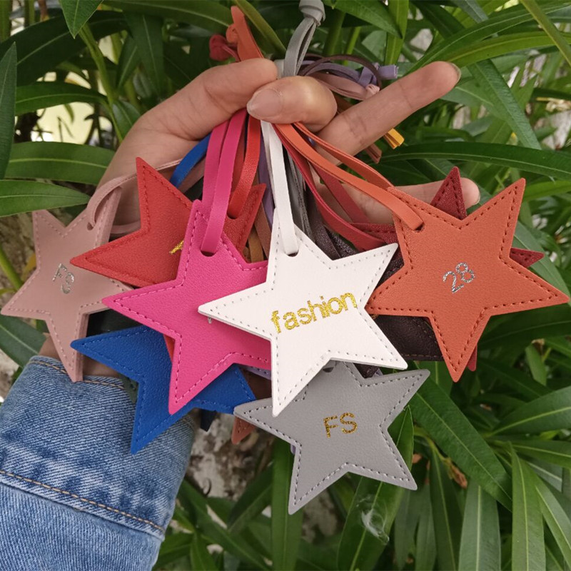 Monogram Keychain Leather - 1 peça iniciais grátis estrela de