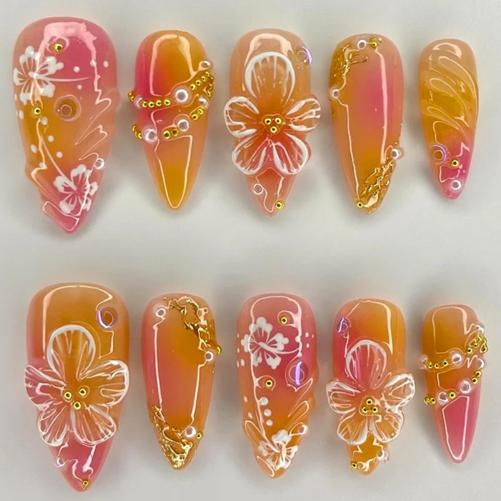 24 Unidades de Unhas Postiças  - Pressed Flower Art avaliação e preço