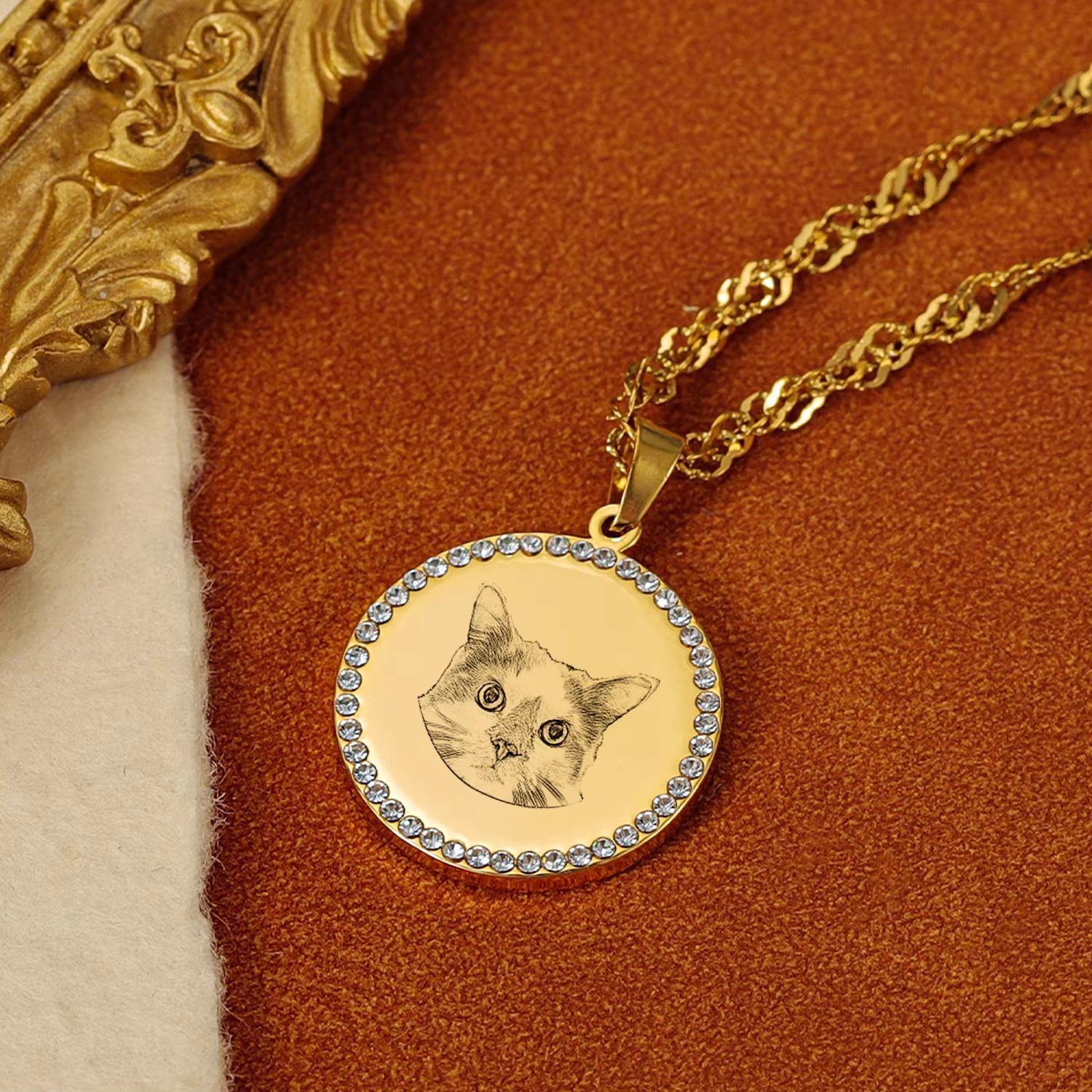 Colar com pingente redondo per - Pet Portrait Custom avaliação e preço